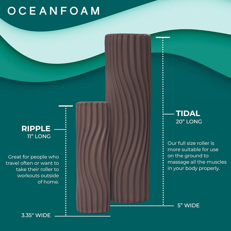 Oceanfoam Tidal Roller - Espresso - Muscle Massage Foam Roller for Back Pain & Stretching - Firm and Ergonomic Wide Wave Textured - Yoga, Athletics, & Wellness - Full Size, 20" x 5" - Image 5